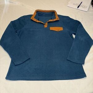 ZYIA Active Sweater Womens L Teal Quilted T-Snap Button Pullover‎ Sweatshirt